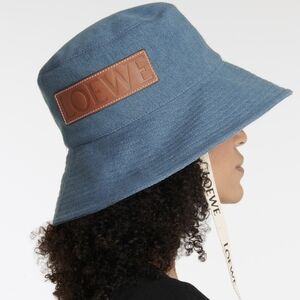 💯 LOEWE Paula's Ibiza Bucket Hat in Blue Sz 57